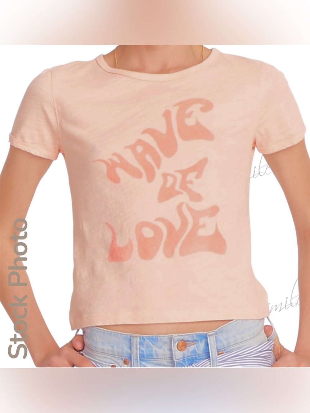 J.Crew JCREW "Wave of love" Iced Peach Cropped T-Shirt Tee Top #BH431 ~ MEDIUM